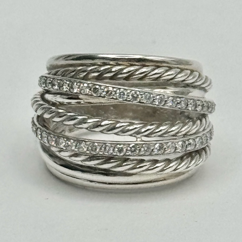 David Yurman Crossover Dome Ring With Pavé Diamonds